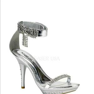 Pleaser Silver High Heel Shoes - Size 6